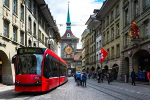 Bern Prints: Bern, Switzerland - May 10, 2016 : Shopping street in the old medieval city of Bern
