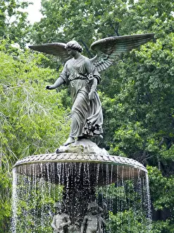 Central Park Prints: Bethesda Fountain Angel of the Waters Statue Central Park New York