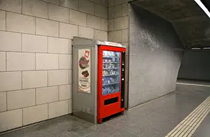 Shady Prints: Beverage vending machine in the underground metro station of Barcelona, Spain