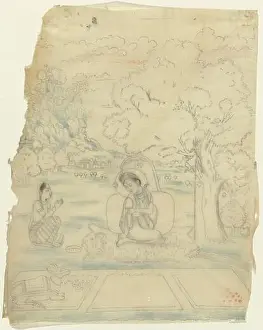 Bhairava ragini Shiva sitting on a tiger skin with a rosary in his left hand