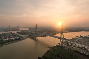 Bhumibol Bridge also known as the Industrial Ring Road Bridge is part of the Industrial Ring Road connecting southern Bangkok with Samut Prakan Provin