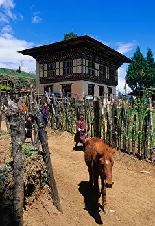 Bhutan Prints: Bhutan, Punakha District, Talo