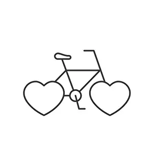 Valentines Day Prints: Bicycle with heart shaped wheels