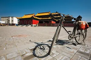 Hope Prints: Bicycle in front of a temple, Guan Yin Si, Hohhot, Inner Mongolia, China