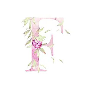 Hand Draw Prints: Big Letter F. Alphabet. Light Pink