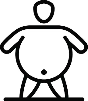 Obese Prints: Big overweight man icon, outline style