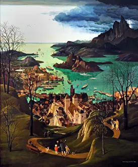 Museums Prints: The Big Port 1928 Herbert Reyl-Hanisch von Greifenthal 1898 1937 was an Austrian painter