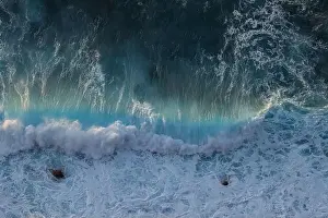Very big waves off the coast of Morocco in the Atlantic Ocean on a beautiful evening