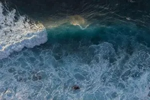 Very big waves off the coast of Morocco in the Atlantic Ocean on a beautiful evening