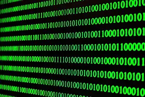 Criminal Prints: Binary code, green numbers on black