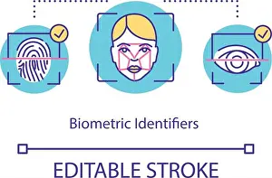 Screening Prints: Biometric identifiers concept icon