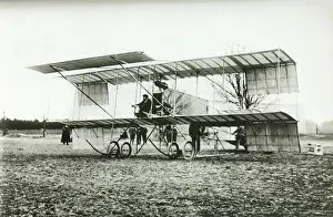 Prototype Prints: The biplane Farman before a take off in the April 1909