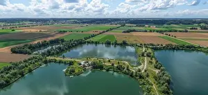 Time Out Prints: A bird's eye view of the Donauried near Dillingen in Bavarian Swabia with its many quarry ponds