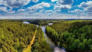 Warmia Prints: bird's-eye view of the Łyna river