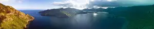 Rinca Prints: A bird's eye view shows the beautiful Horseshoe Bay in Komodo National Park