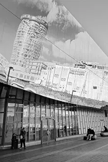 Birmingham Prints: Birmingham New Street Station. Reflection of Odeon cinema. New Street Station from outside