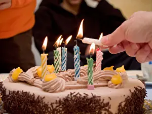 Festivities Prints: Birthday cake with lit candles