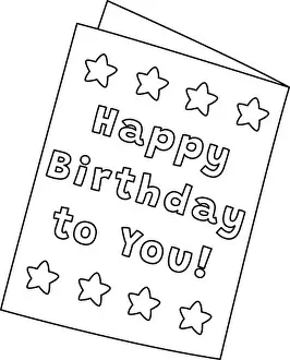 Colouring Book Prints: Birthday Card Isolated Coloring Page for Kids