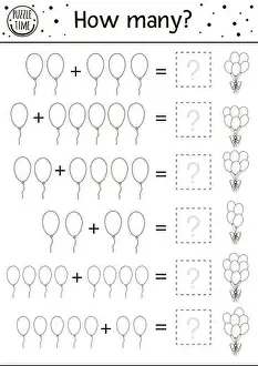 Matching Prints: Birthday counting game with colorful balloons