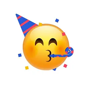 Whatsapp Prints: Birthday party emoji celebrate emoticon. Happy birthday face hat emoji