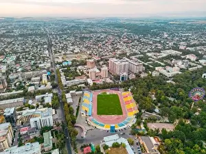 Bishkek, Kyrgyzstan - May 13, 2023: Aerial view of Bishkek city Kyrgyzstan