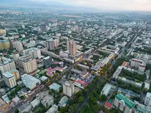 Bishkek, Kyrgyzstan - May 13, 2023: Aerial view of Bishkek city Kyrgyzstan