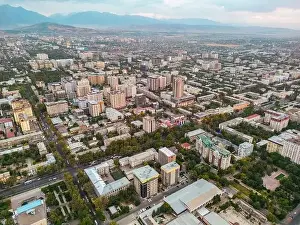 Bishkek, Kyrgyzstan - May 13, 2023: Aerial view of Bishkek city Kyrgyzstan