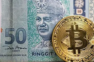 Cryptocurrency Prints: Bitcoin is a cryptocurrency and worldwide payment system against Malaysian Ringgit MYR