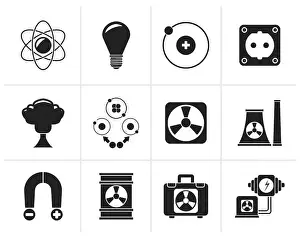 Black Atomic and Nuclear Energy Icons - vector icon set