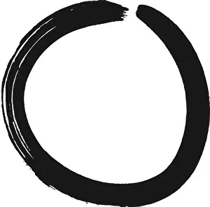 Enlightenment Prints: Black brushstrokes forming an enso zen circle symbolizing enlightenment