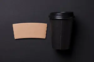 Coffee Cup Prints: Black coffee cup with blank brown label