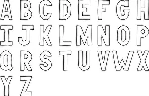 White Vector Vectors Prints: Black color hand drawing of uppercase english alphabet letter on white background
