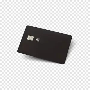 Debit Prints: Black credit card. Blank realistic template for your projects. Vector illustration