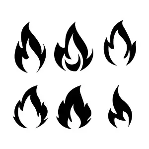 Ignite Prints: Black fire icons set vector image