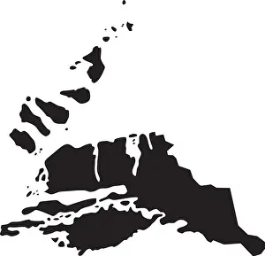 Residential District Prints: Black flat blank vector map of the Norwegian regional capital city of ÅLESUND, NORWAY