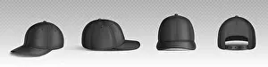 Visor Prints: Black isolated baseball cap vector mockup template