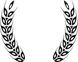 Certified Prints: Black laurel wreath - a symbol of the winner. Wheat ears icon