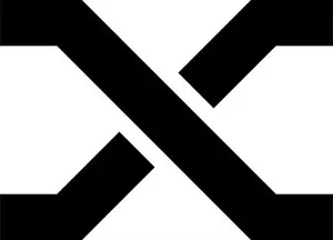 Capital Letter Prints: Black Letter X Icon with Crossing Lines on a White Background