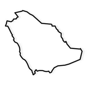 Arabian Peninsula Prints: black outline of Saudi Arabia map vector illustration