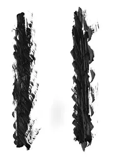 Distressed Prints: Black paint strokes isolated on a white background for making borders and brushes in Photoshop