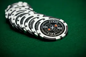 Chance Prints: Black poker chips on green felt