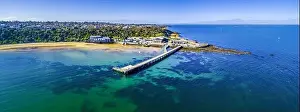 Black Rock Wharf and The Cerberus Beach house - aerial panorama