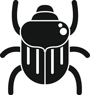 Beetle Prints: Black scarab beetle standing with legs open icon in simple style on a white background