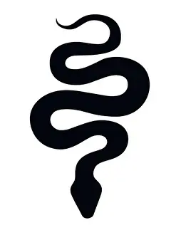 Venomous Prints: Black silhouette snake cartoon animal design flat vector illustration isolated on white background