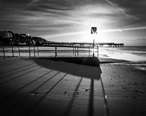 Peace Prints: Black and white beach scene in Bournemouth