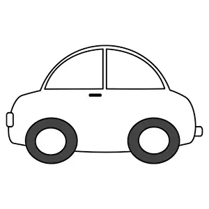 Convertible Prints: black and white cartoon car vector illustration for coloring art