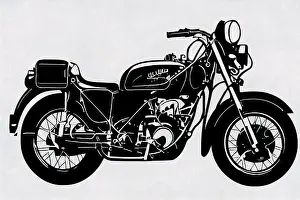 Transportation System Prints: a black and white drawing of a motorcycle on a white background with a black outline of the motorcycle