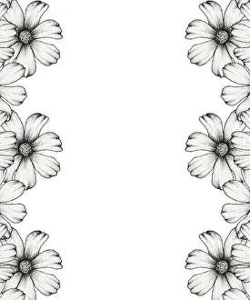 Engrave Prints: black and white floral frame design