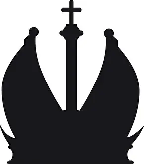Modern Vector Vectors Prints: A black and white image of a crown with a cross on top