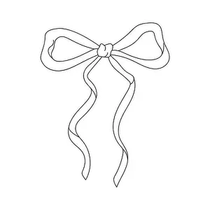 Knot Prints: A black and white line drawing of a bow